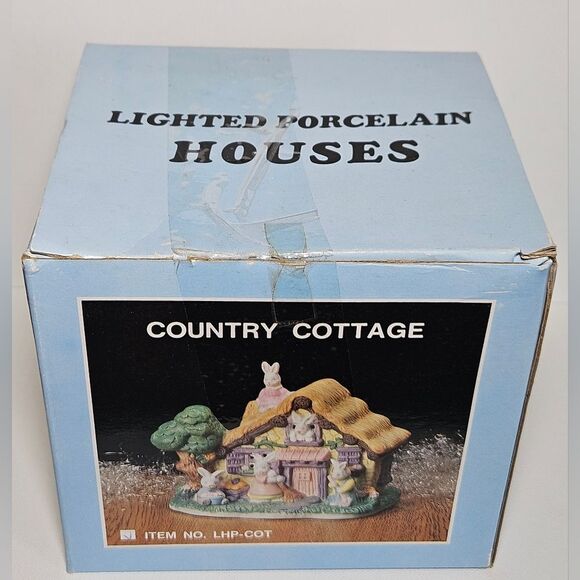 Lighted Porcelain Bunny Country Cottage Home Decor - Picture 9 of 11